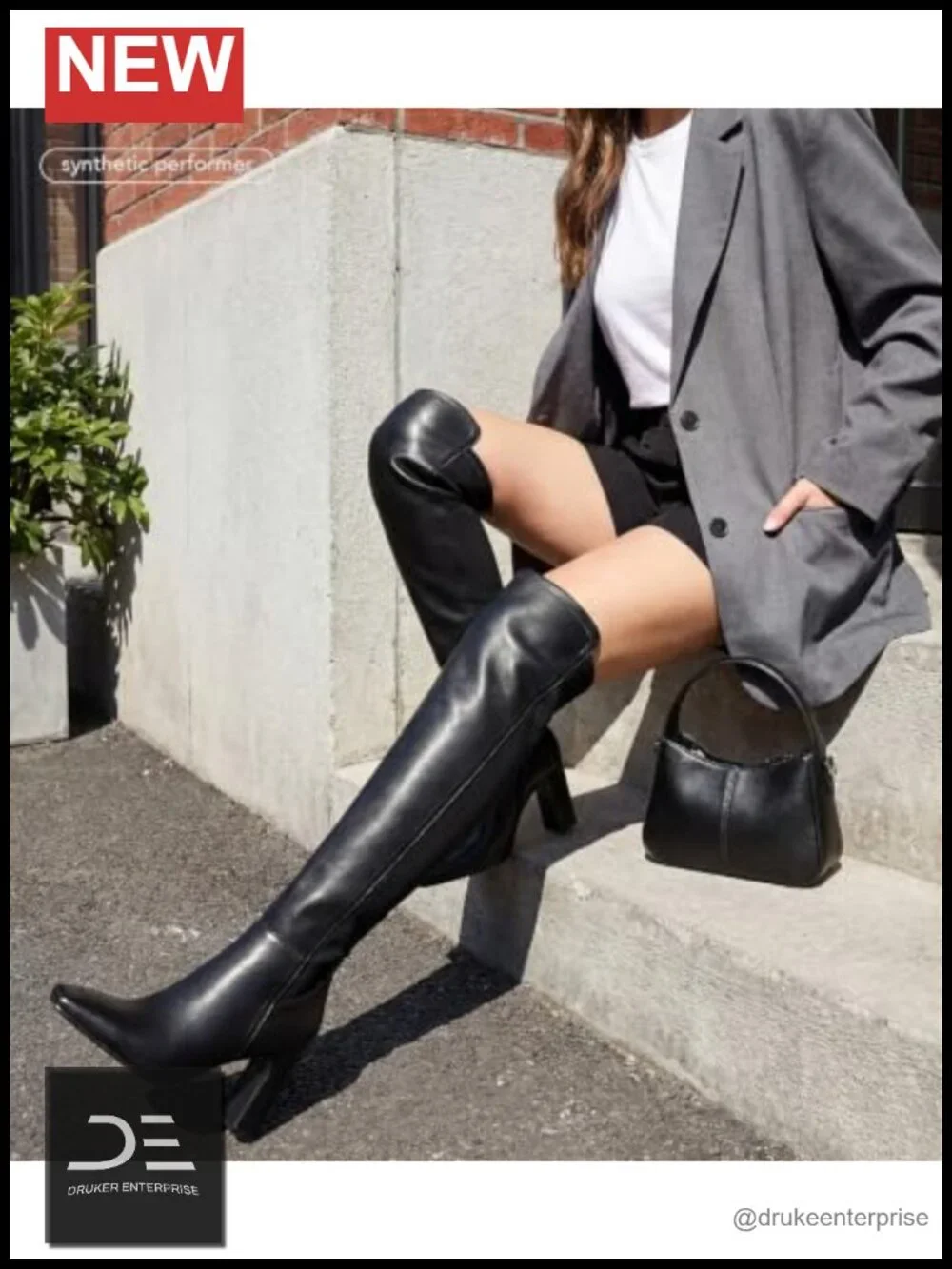 Women's Over the Knee Boots Chunky Heel Square Toe Faux Leather Stretch OTK